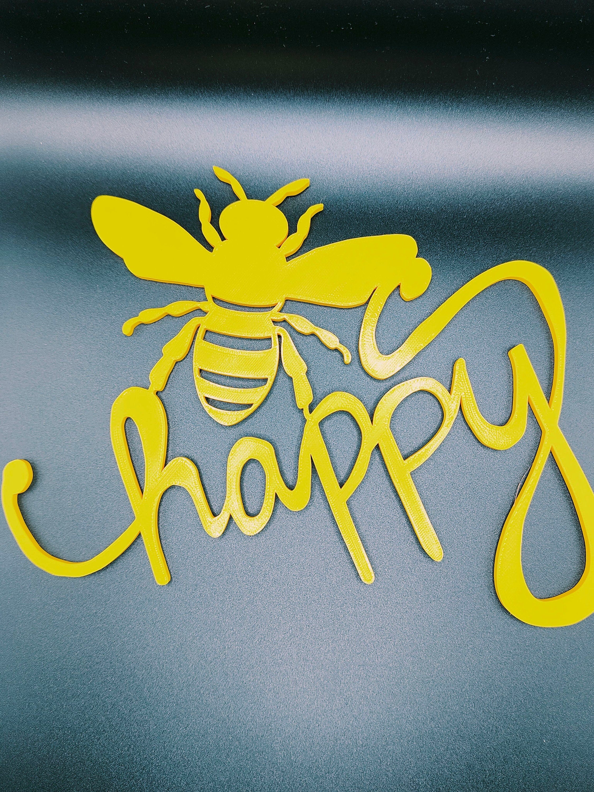Bee happy wall art, nursery or kindergarten wall sign, living room decoration, sign home letters decor, 3D letter motivational quote, school